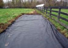 Geotextile fabric in place after excavation.